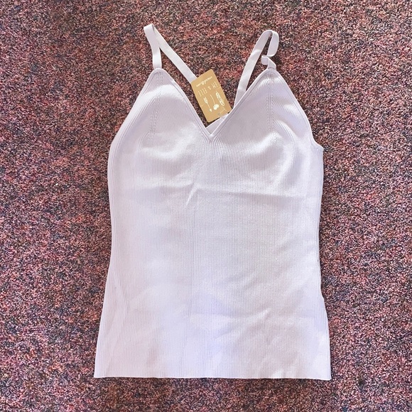 Lavender ribbed tank with criss-cross back - Picture 1 of 2